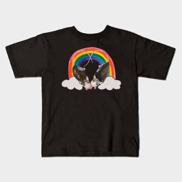 Two lovely rats with rainbow Kids T-Shirt by deadblackpony